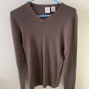 Armani Exchange Men's V-Neck Sweater Olive Green M